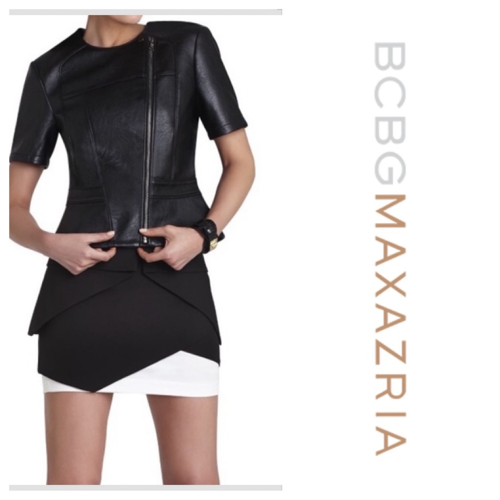 BCBGMAXAZARIA CROPPED LEATHER JACKET NWOT
